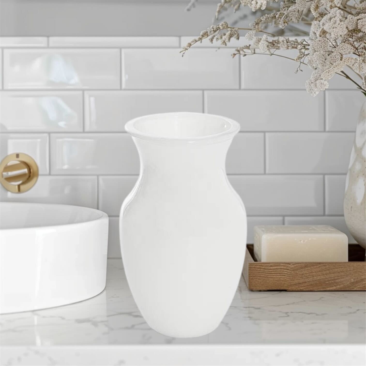 White Glass Ginger Vase