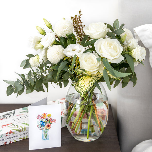 White bouquet with roses